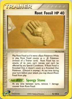 Root Fossil 92/100 Sandstorm MP Pokemon TCG - Image 1