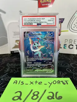 Pokemon Vaporeon VMAX #182 SWSH: Promo Holo PSA 10 Sword & Shield 2021 English - Image 1