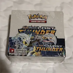 Pokemon TCG S&M Lost Thunder 2018 Booster Box Factory Sealed W/ ACRYLIC CASE - Image 1