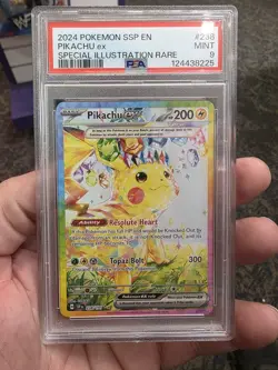 2024 POKEMON SSP EN-SURGING SPARKS SPECIAL ILLUSTRATION RARE PIKACHU EX PSA 9 - Image 1