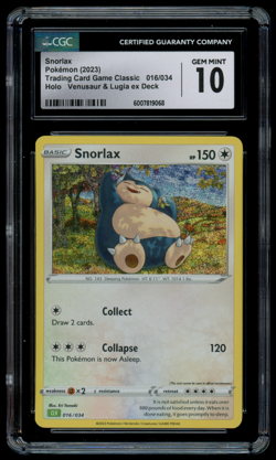 CGC 10 Pokemon Snorlax 016/034 Classic Deck CLV Holo - Image 1