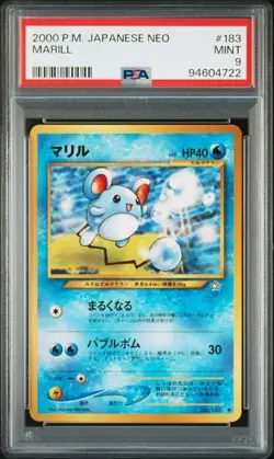 PSA 9 POKEMON JAPANESE MARILL GOLD SILVER TO A NEW WORLD NEO #183 2000 MINT 994 - Image 1