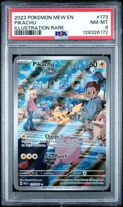 PIKACHU #173 ILLUSTRATION RARE 2023 POKEMON MEW EN SCARLET & VIOLET 151 PSA 8 - Image 1
