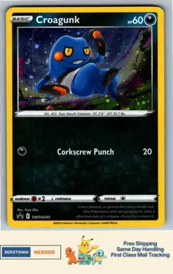 [COSMO HOLO] Croagunk SWSH245 - Sword & Shield Promo Card - Pokemon 4547 - Image 1