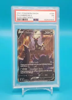 2021 POKEMON SWORD & SHIELD EVOLVING SKIES #189 FULL ART/UMBREON V PSA 1 - Image 3