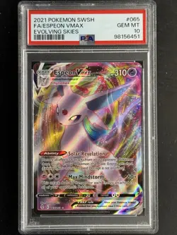 2021 Pokemon Sword & Shield Evolving Skies #065 Espeon Vmax PSA 10 GEM MINT - Image 1