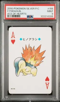 PSA 9 POKEMON PLAYING CARD CYNDAQUIL ACE HEARTS 2000 POKEMON CENTER SILVER 373 - Image 1