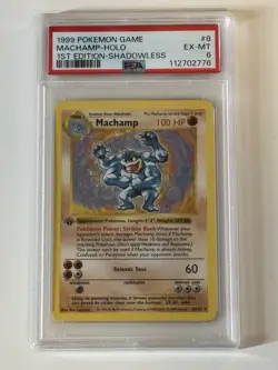 Pokemon Machamp 1st Edition Shadowless Holo Deck Exclusives 8/102 PSA 6 - Image 1