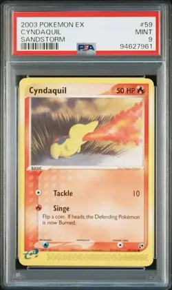PSA 9 POKEMON ENGLISH CYNDAQUIL 59/100 EX SANDSTORM 2003 MINT 445 - Image 1