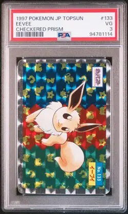 PSA 3 JAPANESE POKEMON TOPSUN EEVEE CHECKERED PRISM #133 1997 242 - Image 1