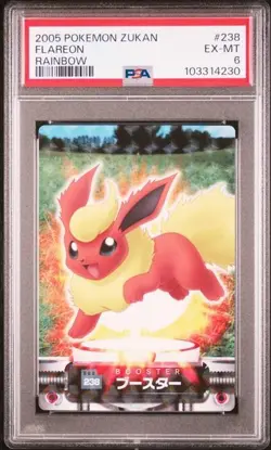 PSA 6 POKEMON JAPANESE CARDDASS ZUKAN FLAREON #238 ADVANCED RAINBOW 2005 526 - Image 1