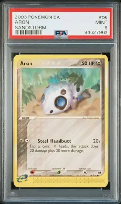 PSA 9 POKEMON ENGLISH ARON 56/100 EX SANDSTORM 2003 MINT 444 - Image 1