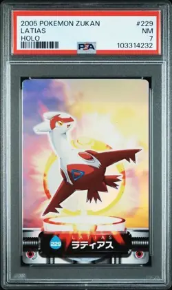PSA 7 POKEMON JAPANESE CARDDASS ZUKAN LATIAS HOLO #229 ADVANCED 2005 525 - Image 1