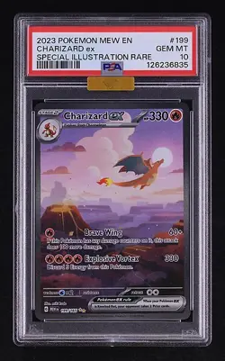 2023 Pokemon EN-Mew 151 Charizard EX 199/165 SIR PSA 10 MBA GOLD DIAMOND - Image 1
