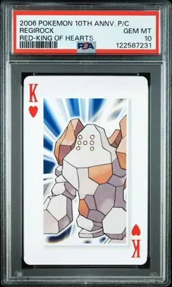 PSA 10 POKEMON PLAYING CARD REGIROCK RED KING OF HEARTS 10TH ANNIVERSARY 280 - Image 1