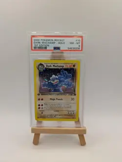 2000 POKEMON TEAM ROCKET Card DARK MACHAMP -HOLO 10/82 1ST EDITION PSA 8 - Image 1