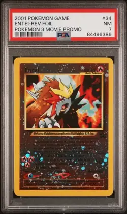 2001 Pokemon Game Entei Rev. Foil Pokemon 3 Movie Promo #34 PSA 7 - Image 1