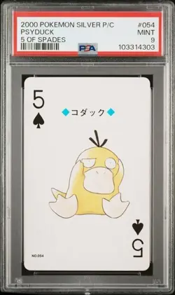 PSA 9 POKEMON PLAYING CARD PSYDUCK 5 SPADES 2000 POKEMON CENTER SILVER 376 - Image 1