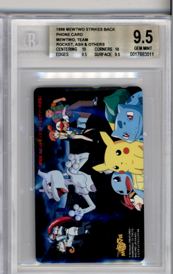 BGS 9.5 POKEMON JAPANESE MEWTWO TEAM ROCKET ASH 1998 PHONE CARD 887 - Image 1