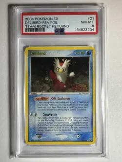 2004 POKEMON EX TEAM ROCKET RETURNS #21 DELIBIRD-REVERSE FOIL PSA 7 🔥 Near Mint - Image 1