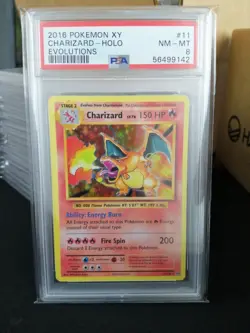 2016 POKEMON XY Evolutions Charizard holo #11 PSA 8 NM-MT - Image 1
