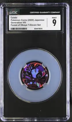 CGC 9 JAPANESE POKEMON COINS CELEBI FOREST OF OKOYA 7/11 SET 2020 MINT 108 - Image 1