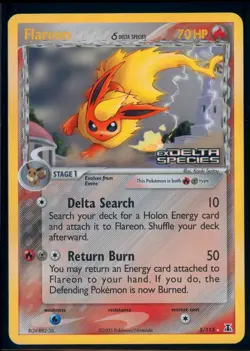 Pokemon EX DELTA SPECIES - #5/113 Flareon - Reverse Holo - ENG - Near Mint- - Image 1