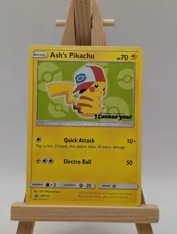 Pokemon Ash's Pikachu #SM112 Sun And Moon Black Star Promo Stamped Holo TCG LP - Image 2