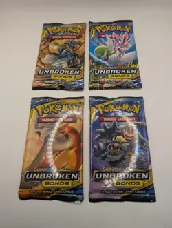 POKEMON TCG Unbroken Bonds Booster Pack Art Set - 4 Packs Total - Tag Team - Image 1