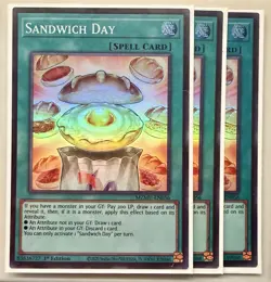 Yugioh! 3x Sandwich Day MZMU-EN056 Super Rare 1st Ed NM - Image 1