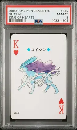 PSA 8 POKEMON PLAYING CARD SUICUNE KING HEARTS 2000 POKEMON CENTER SILVER 377 - Image 1