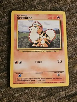 Pokemon TCG Growlithe Base Set 28/102 Regular Unlimited Uncommon Card - Image 1