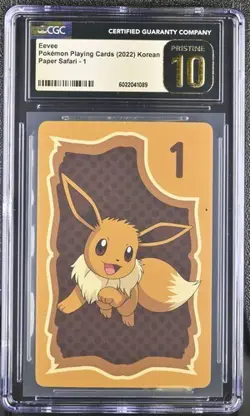 CGC 10 KOREAN POKEMON EEVEE PAPER SAFARI 1 2022 PLAYING CARD PRISTINE 73 - Image 1