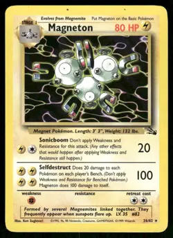 Pokemon Cards Magneton 26/62 UNLIMITED Fossil WOTC Rare LP *2 - Image 1