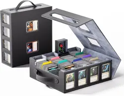 Trading Card Storage Box 3500+, Magnetic MTG Deck Case, Black/Grey - Image 1
