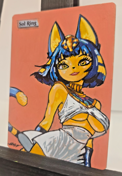 MTG Sol Ring Ankha Waifu Alter Art Hand Painted 1/1 Signed BAZAYO 18+ - Image 4