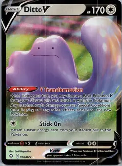 2021 Pokemon Ditto V Ultra Rare Shining Fates Full Art 050/072 - Image 1