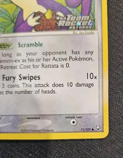 Pokemon Rattata 71/109 Ex Team Rocket Returns Holo Stamped. Near Mint. - Image 3