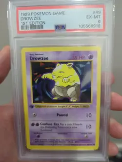 1999 Base Set 1st Edition Rare Drowzee Pokemon PSA 6 49/102 - Image 1