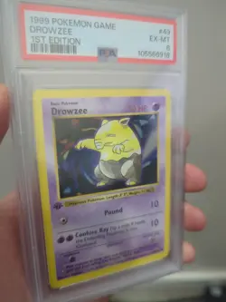 1999 Base Set 1st Edition Rare Drowzee Pokemon PSA 6 49/102 - Image 2