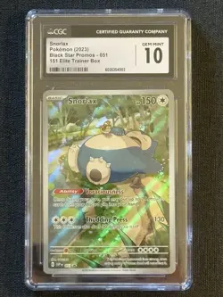 SNORLAX CGC GEM MINT 10 051 Black Star Scarlet & Violet 151 Pokemon FREE SHIP - Image 1