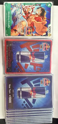 Red Bull x One Piece – Double Don!! Set (10 Foil Red Bull Don + Luffy Promo) - Image 1