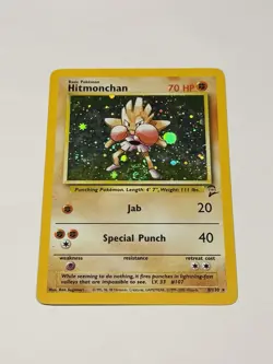 Pokemon Card Hitmonchan Holo 8/130 Base Set 2 WOTC Vintage FART SWIRL Holo LP - Image 1