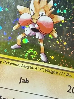 Pokemon Card Hitmonchan Holo 8/130 Base Set 2 WOTC Vintage FART SWIRL Holo LP - Image 2