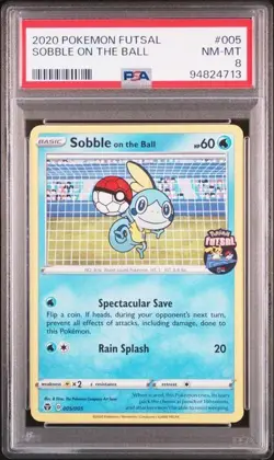 PSA 8 POKEMON ENGLISH SOBBLE ON THE BALL 005/005 FUTSAL PROMO 2020 450 - Image 1