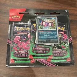Pokemon SHROUDED FABLE 3pk Blister With Pecharunt Promo NEW In Hand 3 Packs - Image 1