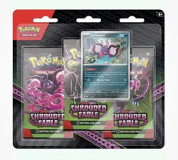Pokemon SHROUDED FABLE 3pk Blister With Pecharunt Promo NEW In Hand 3 Packs - Image 2