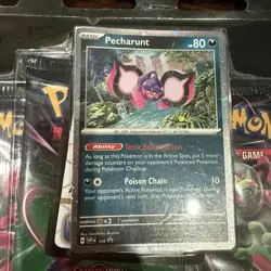 Pokemon SHROUDED FABLE 3pk Blister With Pecharunt Promo NEW In Hand 3 Packs - Image 3