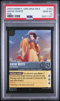 2024 Disney Lorcana Snow White Fair-Hearted FOIL SUPER RARE PSA 10 GEM #183 - Image 1