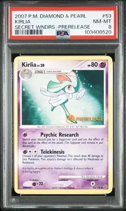 PSA 8 POKEMON ENGLISH KIRLIA 53/132 DP SECRET WONDERS PRERELEASE 2007 453 - Image 1